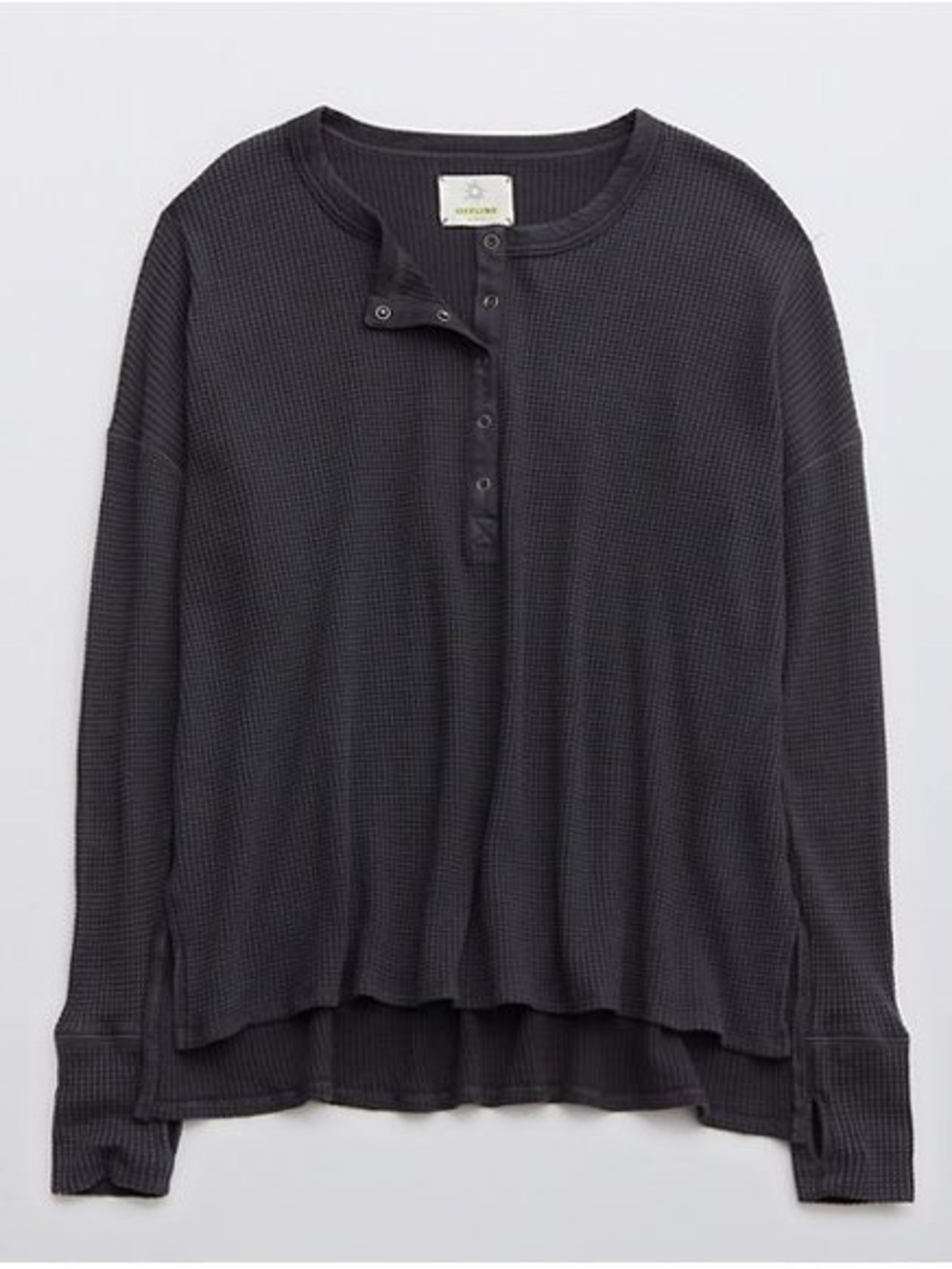 aerie Charcoal Waffle Long Sleeve Henley